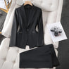 elegante tweedelige set voor dames bestaand uit blazer jas met knoop sluiting en broekpak pantalon dames