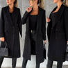 model draagt elegante trenchcoat jas voor dames lange jas met nopen wind en waterdicht winterjas voor dames