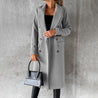 model draagt elegante trenchcoat jas voor dames lange jas met nopen wind en waterdicht winterjas voor dames