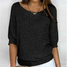 model draagt elegante gebreide dames sweater met halve mouwen voor de herfst en winter dames trui